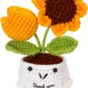 Mini Handmade Positive Sunflower Crochet Decorative with Card,Thank You for Helping Me Grow, Teacher Gifts for Women, Christmas,Birthday,Graduation,New Year Gift.