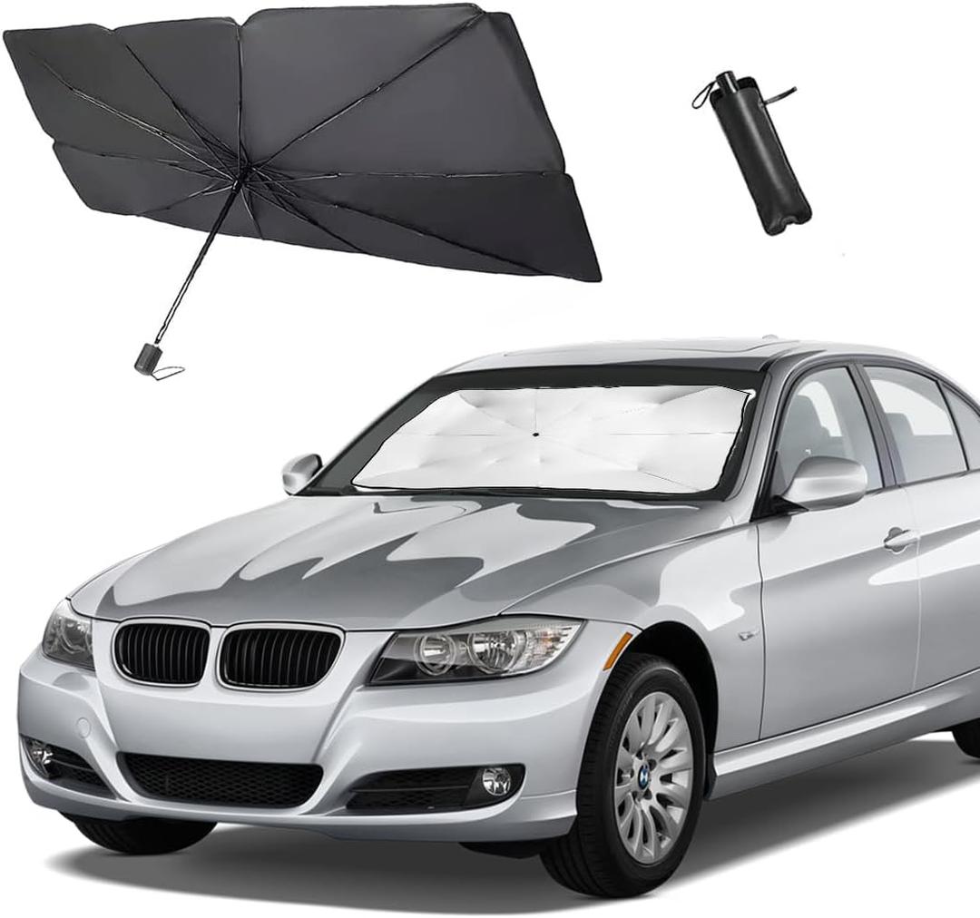 Ziciner Car Windshield Sunshade Umbrella, Foldable Automotive Front Window Sunshade Cover, Full UV Ray Block & Sun Heat Protection, Universal Windshield Visor Fits Most Vehicles (5430 inches)