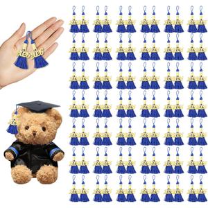 120 Pcs 2026 Mini Tassels for Craft 2.4inch, Graduation Silky Tassels Party Favors Mini Bookmark for Graduation Decor, Chocolates Decor, Keychain Making(Blue)