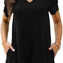 Btaiuo Women's Summer Short Sleeve V Neck Short Jumpsuit Loose Casual Romper with Pockets, 2XL, Black 