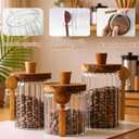 Coriario 20 OZ Glass Jar with Airtight Lid Spoon Ribbed Glass Candy Jars Wooden Handle Lids Wide Mouth Glass Coffee Storage Canister for Food Kitchen Sugar Cookie Tea Decorative