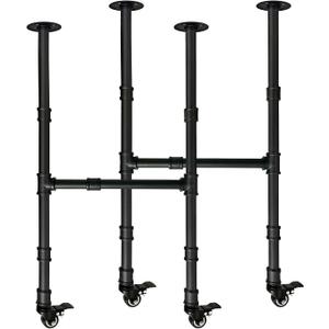 Industrial Pipe Table Leg Set with Casters,Black Rustic Metal Pipes for Coffee & End Tables, Desks,Vintage Furniture Legs,DIY Desk Legs(H30 X W18)