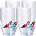 Norme 64 Pcs Oval Storage Tub with Handles, 4.5L Plastic Clear Ice Bucket Wine Beer Champagne Bottle Drink Cooler Tub for Christmas Parties Beverage, Storage Basket Gift