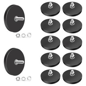 M4 Rubber Coated Magnet, Winspeed 12 Pack Anti-Scratch Neodymium Magnet Rubber Coated Mounting Magnets Base with M4 Threaded Studs for Light Bar Mirror Camera Tool
