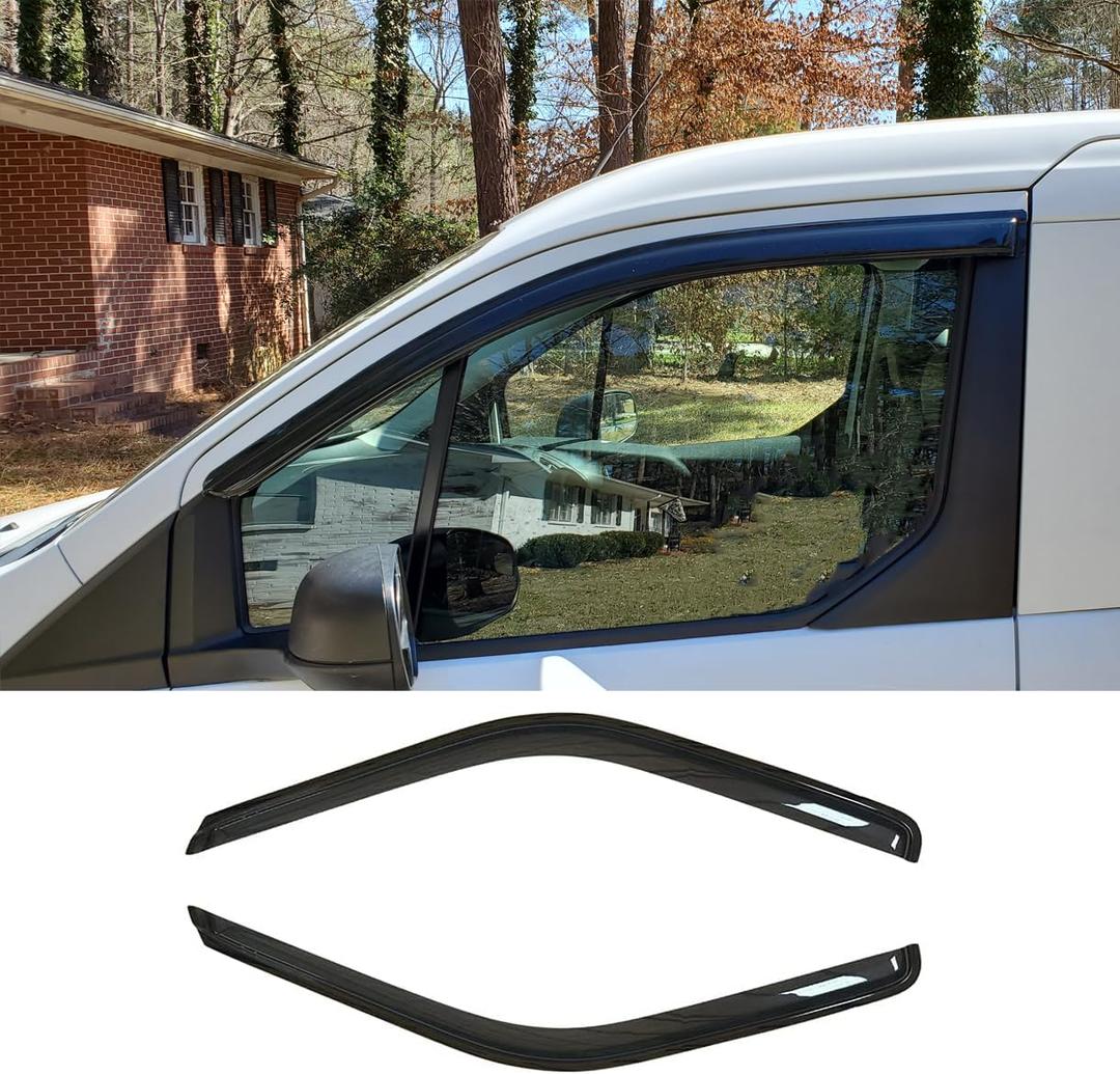 92676 Side Window Visor Wind Vent Deflector for 2014-2024 ford Transit,2pcs Outside Mount Tape-On Nice Looking Shade Sun Rain Guards Set