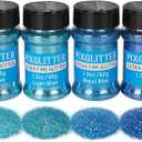 4 Colors Fine Glitter Powder, Craft Glitter Powder Shake Jar for Resin Jewelry Art Crafts Making, Cosmetic Glitter for Nail Body Hair 1.5oz/Bottle (All Blue Set)