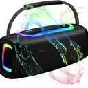 Bluetooth Speaker 6000mAh, 36H Playtime BT5.4 Portable Wireless Speaker with 24W Loud Stereo Sound, IP6 Waterproof, Portable Speaker with RGB Multi-Color Rhythm Lights for Outdoor/Home/Party as Gift (Deep Black)