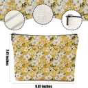 4 Packs Watercolor Pink Yellow Flowers Makeup Bag Floral Cosmetic Bag Friend Friendship Gifts for Women Girls Sister Boss Botanical Travel Organizer Zipper Pouch Christmas Thanksgiving Birthday Gifts