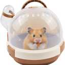 Hamster Carrier Cage PortableCages Small Animals Carry Travel Case with Water Bottle Plastic BreathableGuinea Pig Outgoing Cage for Dwarf Hamster Ferret Chinchillas Hedgehog (Brown)