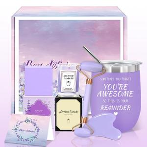 Gifts for Women, Spa Self Care Get Well Soon Gifts with Gua Sha Facial Tools, Thank You Gift for Wife, Coworkers, Friends, Gift Basket for Birthday Anniversary, Mother's Day, Thanksgiving, Christmas