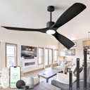 60" Smart Ceiling Fan with Lights,Outdoor Ceiling Fan 3 Blade,Work with Alexa/Gg/App/Remote,3-Color Light 6-Speed Quiet Reversible DC Motor for Patio Porch Bedroom,Black