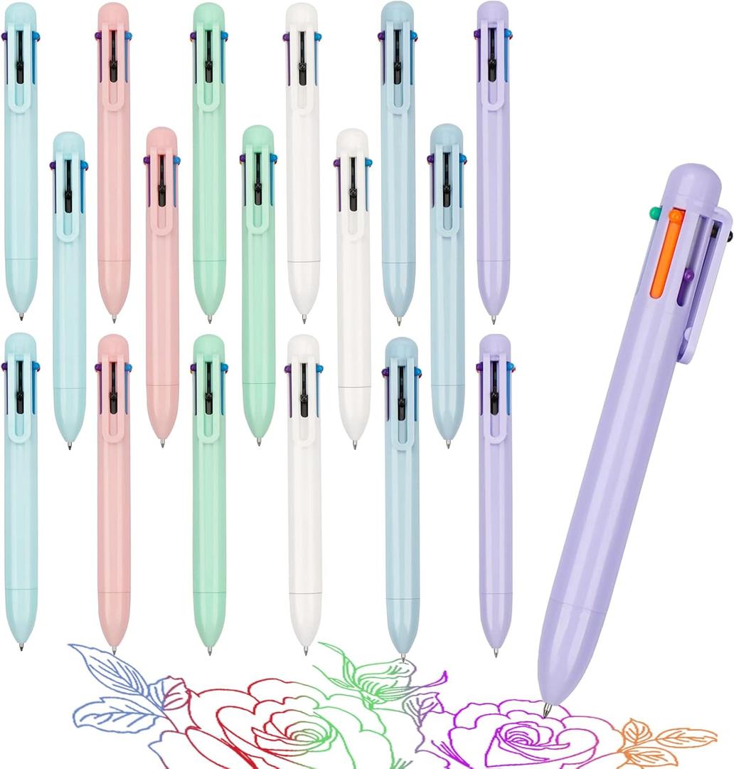 18 Pack Ballpoint Pens, 0.5mm 6-in-1 Colored Ballpoint Pen, Retractable Fine Point Pens, Colorful Ballpoint Pen Gel Ink Pens, Ballpoint Pens Smooth Writing Pens, for School Office Supplies