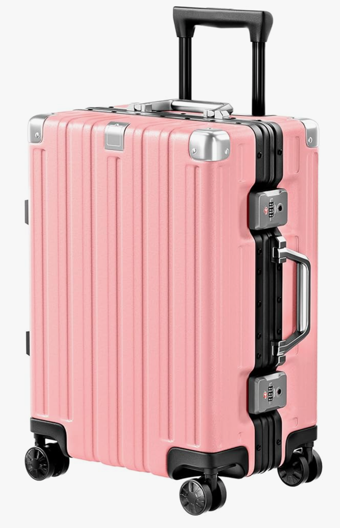 Krute Carry On Luggage 20 inch Aluminum Frame Suitcase with Spinner Wheels No Zipper Hardshell PC+ABS Luggages TSA Lock Zipperless Suitcases