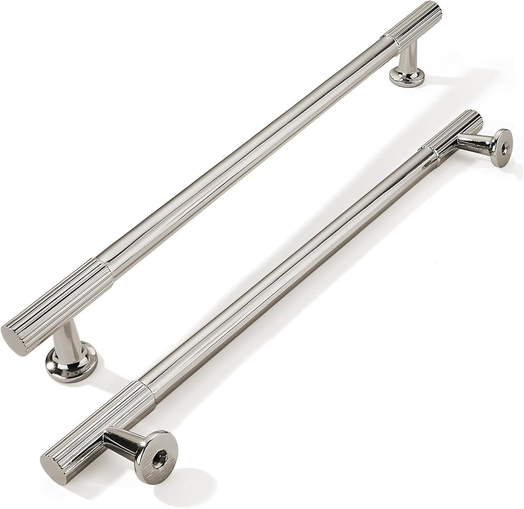 khtumeware 8 Inch Hole Center 10 Pack Polished Nickel Heavy Duty Solid Cabinet Pulls Kitchen Drawer Handles, for Dresser cabinets, cabinets, Door cabinets, Hardware