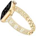 CAGOS Thin Bands Compatible with Apple Watch Bands for Women 38mm 40mm 41mm 42mm 44mm 45mm 46mm, Slim Bracelet Bling Dressy Metal Straps for iWatch Band Series 10 9 8 7 6 5 4 3 2 1 SE (Gold)