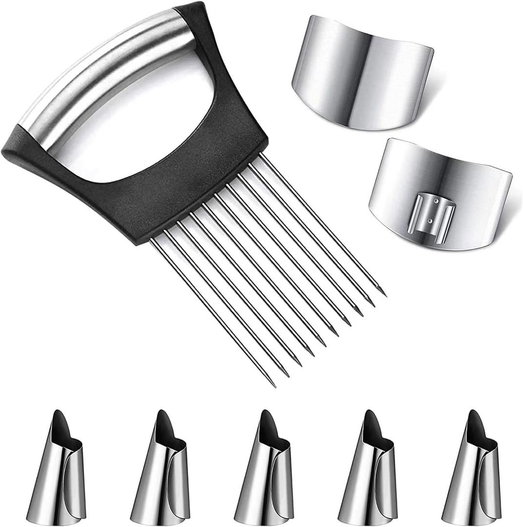 8 Pcs Kitchen Finger Guards Chopping Onion holder Slicer,Adjustable Finger Nail Protector,Safe Knife Cutting Shield,finger guards for cutting Kitchen Tool to Slice Lemon Vegetables Fruit Meat