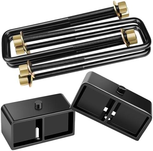 3" Rear Lift Block Kits, Compatible with 2007-2024 Chevrolet Chevy Silverado 1500, 2007-2019 GMC Sierra 1500, 3 inch Rear Leveling Kit Extended Square U-Bolts