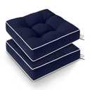 Wellsin Outdoor Chair Cushions Set of 2, Patio Cushions for Outdoor Furniture, Tufted Waterproof Outdoor Chair Pads, 19 x 19 Inch, Navy
