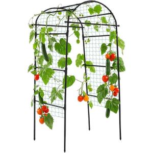 Lalahoni Garden Arch Trellis for Climbing Plants Outdoor, 80 Inch Tall Grape Trellis Metal Vine Plants Support Flower Vegetable Tomato, Cucumber Trellis for Raised Bed, Black