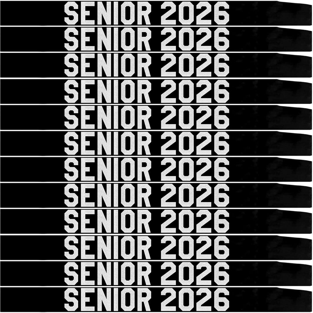 12PCS Senior Sash 2026 Glitter Letter Class of 2026 Graduation Sash Finally Graduated Cheerleader Party Decorations Black Silver