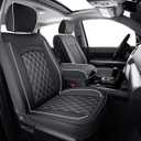 LUCKYMAN CLUB F150 Faux Leather Seat Covers Fit for 2015-2024 2025 F150 SuperCrew and 2017-2024 2025 F250 F350 F450 Super Duty Crew Cab Pickup Trucks(Full Set, Black&White)