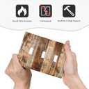 Decorative Light Switch Cover Plate Vintage Forest Sun on Brown Wood Board 3 Gang Wall Plate Switch Plate Covers Triple Toggle Jumbo Electrical Faceplate for Farmhouse Home Decor