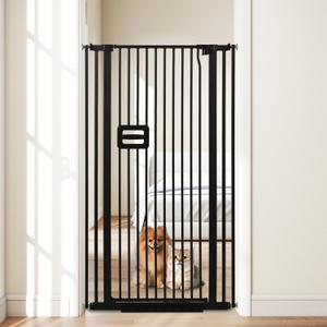 HIDOG 55'' Extra Tall Cat Gate, 30.1"-34.1" Wide Auto Close Tall Pet Gate for Doorways, Pressure Mounted High Dog Door Gate No Drilling Cat Fence Safety Baby Gate for Stairs, Doorways, Black