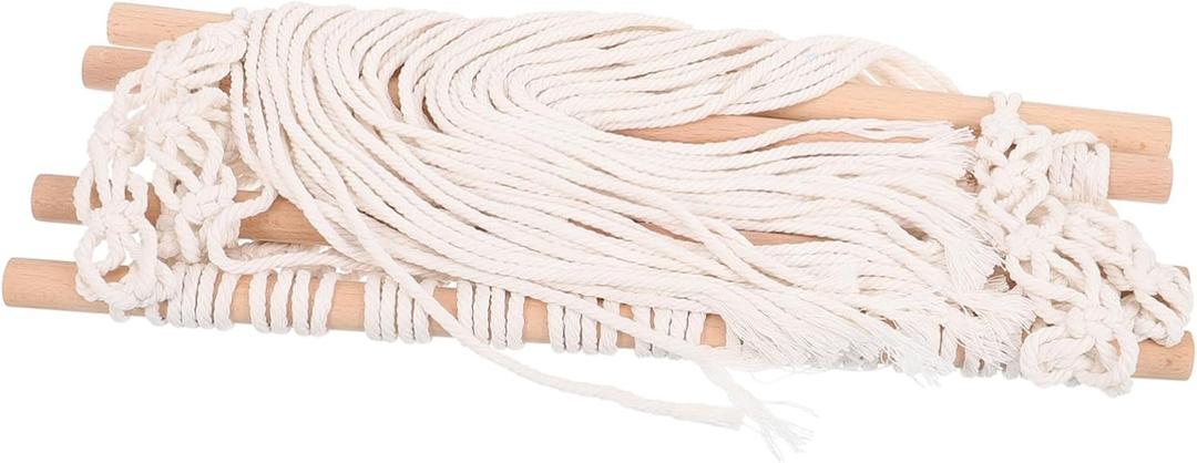 Macrame Wall Hanging Rack for Hair Accessories Woven Cotton Rope Storage Shelf Boho Room Decor for Boy Girl Bedrooms and Photography Props