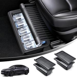 Upgraded Under seat Storage Tray with Lid for Tesla Model Y Juniper 2026, Hidden Under-Seat Organizer Box, Anti-Slip & Dustproof Design, Large-Capacity Interior Storage Accessories