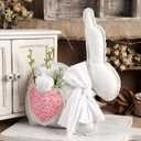 Civaner Easter Bunny Throw Pillow Felt Rabbit Shaped Decorative Pillows with Pink Heart and Removable Carrots Easter Decoration Cushion for Room Couch Sofa Bed Farmhouse Spring Decor 20 X15.7 Inches