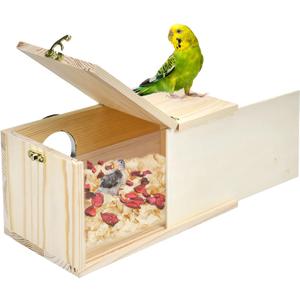 Parakeet Nesting Box Cockatiel Nesting Natural Pine Bird Nest Bird Breeding Box House Acrylic Transparent Bird Box with Detachable Wooden Board for Lovebirds Cockatiel Budgie Conure Parrot S (S(9.1*5.7*5.7 inch))