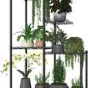 Xiofio Plant Stands for Indoor Plantsd Outdoor Plant Shelf, 6 Tier 10 Pots Flower Pots Holder Storage Shelf Flower Stands With hanger rod for Living Room Balcony and Garden,Black