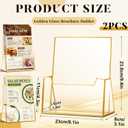Fuyoooo 2 Pcs Gold Glass Brochure Holder Stand 8.5 x 11 Inches Acrylic Flyer Trifold Holder Display Business Pamphlets Booklets for Brochures Magazines Literatures Display Office Tabletop Trade Show