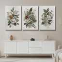 Azartslr Green Flower Canvas Wall Art, Farmhouse Rustic Floral Art Prints For Living Room, Vintage Bathroom Botancial Painting Poster, Plants Picture Kitchen Bedroom Decoration