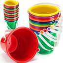 Didaey 12 Pcs Beach Bucket Sand Buckets Bulk for Kids 5 Inch Colorful Fun Plastic Pails and Sandcastle Mold for Toddler Summer Beach Birthday Party Favors Pool Play Castle Water (6 Colors)