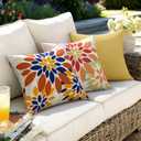 SWANCOCO Floral Outdoor Pillow Covers Waterproof Spring Throw Pillow Cases Orange 18x18 Inch Set of 2 Decorative Summer Cushion Covers for Patio Furniture Garden Bench Porch Sofa