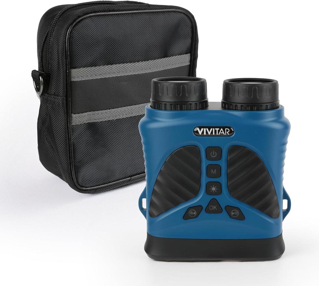 Vivitar - Digital Camera Binocular, 16MP High-Resolution Photos, Full QHD 2.7K Video, Day & Night Use, Compact Design, Soft Rubber Drop-Resistant Red Body, for Sports, Travel & Outdoors (Blue)