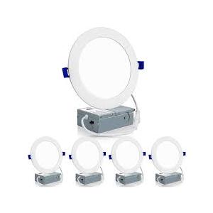 Meconard 4 Pack 6 Inch UltraThin LED Recessed Ceiling Light, 3000K/4000K/5000K Selectable, Dimmable 12W=110W, 1050LM, IC Rated CanKiller Downlights with Junction Box, ETL and Energy Star Listed