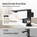 Modern Single Hole Bathroom Faucet | 5.3" Matte Black Luxury Vessel Sink Faucet | Spot-Free Finish & Anti-Splash Design | Premium Ceramic Valve, Easy Installation | 1 or 3 Hole
