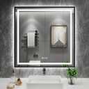 Amorho 36"X36" LED Bathroom Mirror with Black Frame, Front Light and Backlit, Stepless Dimmable, Anti-Fog, Shatter-Proof, Memory, 3 Colors, Double LED Vanity Mirror