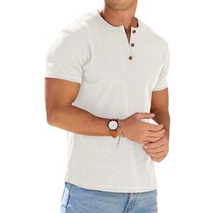 Sailwind Mens Muscle Henley Shirts Lightweight Workout T-Shirt Gym Tee Athletic Short Sleeve with Button M