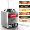 WantJoin Nacho Cheese Dispenser with Pump,2.2Qt Nacho Cheese Warmer,Stainless Steel Hot Fudge Warmer W/5-Level Temperature Adjustment,Commercial Hot Fudge Dispenser for Hot Fudge Cheese Caramel
