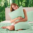 YIYEA Pillow Cases Queen Size Set of 2, Luxury 600TC Viscose Derived from Bamboo Cooling Pillowcases for Hot Sleepers & Night Sweats, Breathable, and Silky Soft, 20x30, Green