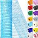 Soft Blue Metallic Deco Mesh Ribbon – 10" x 10 Yards Roll for Wreaths, Crafts, Christmas & Halloween – Sparkly Decorative Mesh for Holiday DIY, Gift Wrapping & Party Decor (1 Roll)