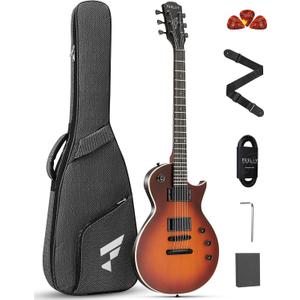 Fesley 39" LP Electric Guitar Kit:Full Size Solid Body Electric Guitars for Beginners with Humbucker Pickups,Poplar Body,Mahogany Neck,22 Frets,6 String Guitar with Gig Bag,Cable,FLP350,Matte,Sunburst