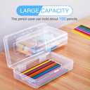 Sooez 3 Pack Pencil Case, Large Hard Pencil Box Bulk, Clear Crayon Box Marker Pen Organizer, Plastic Storage Container with Snap Lid, Stackable Art Craft Organizer Back to School Supplies, Clear