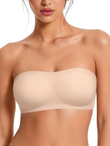 Avidlove Strapless Bras for Women Non Slip Wireless Comfy Bandeau Seamless No Underwire Padded Bralette Tube Bra Daily Nude Large