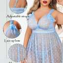 Avidlove Plus Size Lingeire for women Lace Babydoll Mesh Chemise Sexy Nightwear Sheer Nightie with Lace Up Bows, 20W