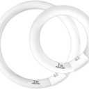 FC8T9 22W and FC12T9 32W Set Daylight, 8 inch T9 22 Watts Circular Light Bulbs, 12 inch 32 Watts Circline Fluorescent Bulb CRI 80, 6500K 3350 Lumen G10q