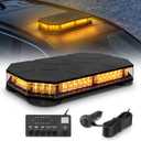 AnTom 42 LED Roof Top Strobe Beacon Light Bar 28 Flashing Modes w/Controller, Magnetic Emergency Traffic Warning Lights for 12V-24V Construction Vehicles, Trucks, Snow Plow, Postal Car, Amber